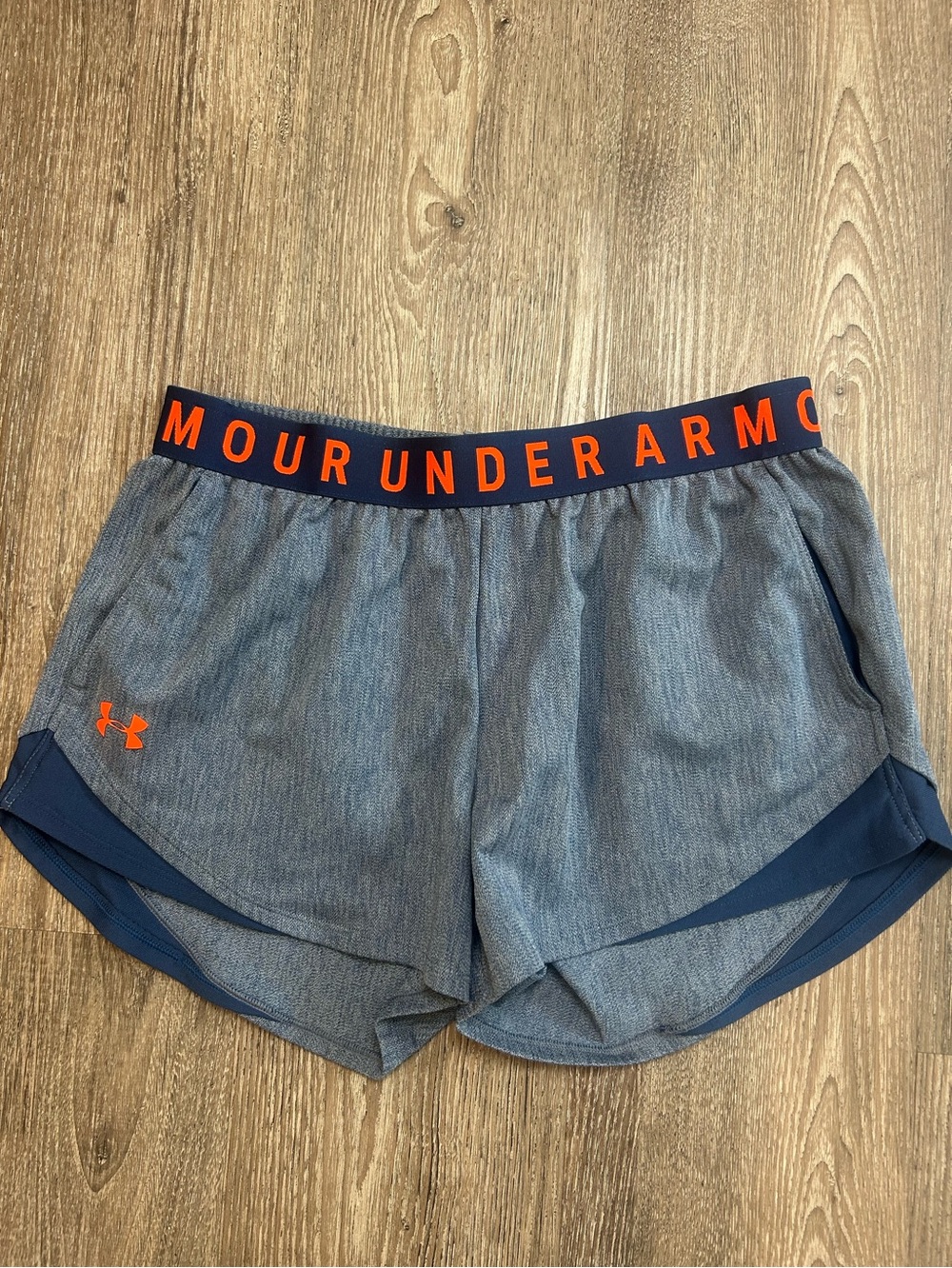 Under Armour Women's Running Shorts Medium Loose Fit Lined Pockets Blue Gray